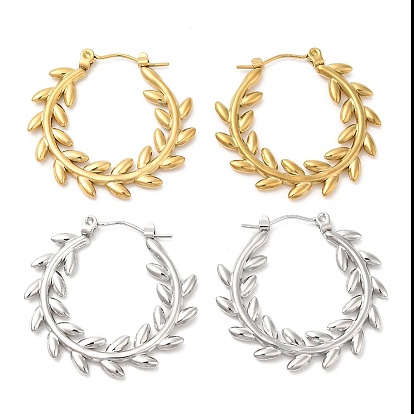 Ионное покрытие (ip) 304 серьги-кольца из нержавеющей стали для женщин, лист