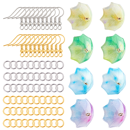 DIY Acrylic Earring Making Kits, Including Umbrella Pendants, Brass Earring Hooks