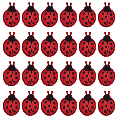 24 шт. полиэстеровые нитки для вышивки, приклеиваемые утюгом/пришиваемые нашивки, аппликации из ткани, коровка