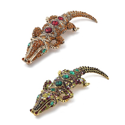 Броши из сплава крокодила со стразами