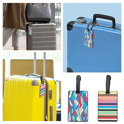 Gorgecraft 2шт 2 багажная бирка из ПВХ и силикона в стиле, этикетки для путешествий, бирки с именами чемоданов, прямоугольные