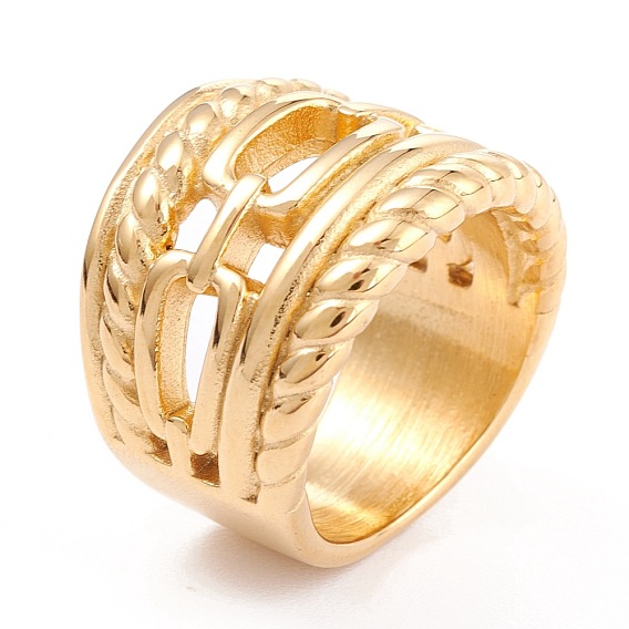 Ion Plating(IP) 304 Stainless Steel Finger Rings, Curb Chain Shape