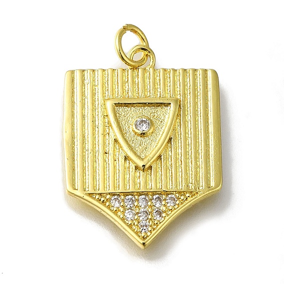 Подвеска из латуни с микропаве из прозрачного кубического циркония, с целью перехода в кольце, без свинца и без кадмия, долговечный, ребристый щит