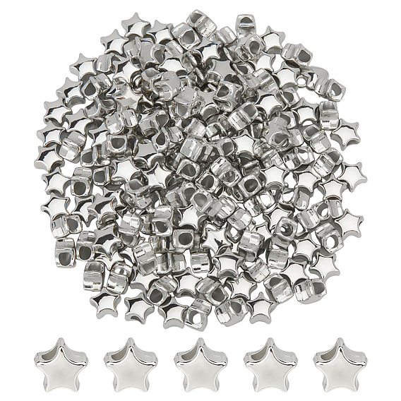 500шт. пластиковые европейские бусины CCB, бусины с большим отверстием, платина