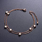 SHEGRACE Trendy Titanium Steel Anklet, Double Layered Anklet, with Stars, 200mm