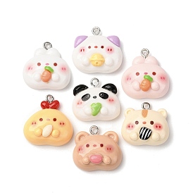 Подвески из непрозрачной смолы в виде животных, с железной платиной петлей, разнообразные