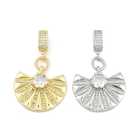 Латунные прозрачные кубические цирконии веерные европейские подвески-шармы, Подвески с большими отверстиями