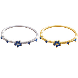 925 Кольца из стерлингового серебра с паве из кубических цирконий, цветок