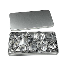 430 Stainless Steel Cookie Cutters, with Iron Rectangle Box, Mix-shaped