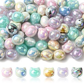 60шт 6 цвета УФ-покрытие непрозрачные акриловые бусины, радужный, форма кошки