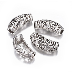 Tibetan Style Carved Alloy Beads, Carved Tube, 35x17x8mm, Hole: 6x7mm