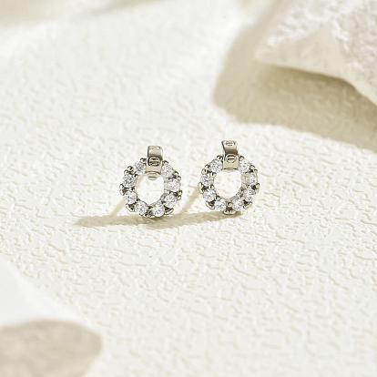 Элегантные латунные прозрачные кубические циркониевые круглые серьги-гвоздики во французском стиле для женщин подарок