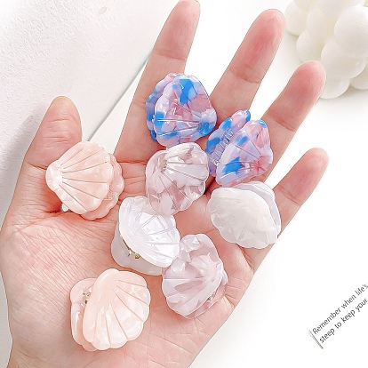 Mini Shell Shape Cellulose Acetate(Resin) Claw Hair Clips, Hair Accessories for Girls Women