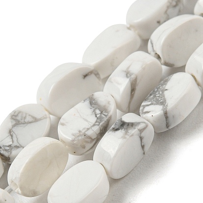 Natural Howlite Beads Strands, Flat Oval