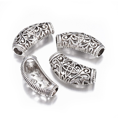 Tibetan Style Carved Alloy Beads, Carved Tube, 35x17x8mm, Hole: 6x7mm