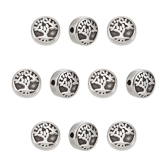 304 из нержавеющей стали бусы, плоские круглые с дерева жизни