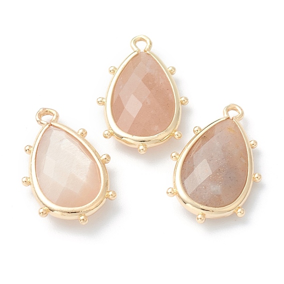 Драгоценный камень подвески, с золотым латунным краем, граненые, слеза