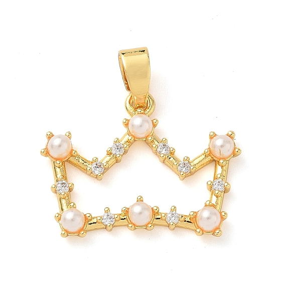 Латунные микро проложить кубического циркония подвески, корона, с абс пластмассовой имитационной жемчужиной