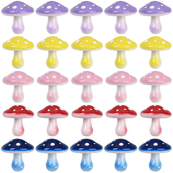 25 шт 5 цвета непрозрачные акриловые бусины, гриб