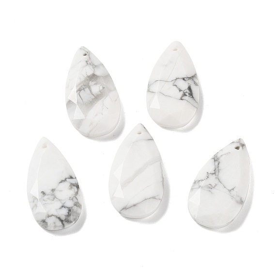 Gemstone Faceted Pendants, Teardrop Charms