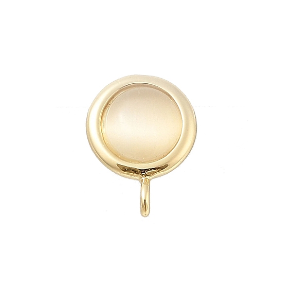 Кабошон кошачий глаз из латуни с круглой фурнитурой для сережек-гвоздиков, реальный 18 k позолоченный