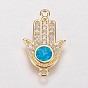 Латунные микро проложить кубических ссылки циркония, с синтетическим опалом, hamsa рука / рука fatima / рука miriam