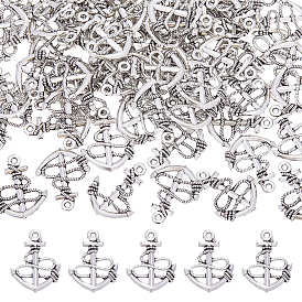 100Pcs Tibetan Style Zinc Alloy Pendants, Anchor Charms, Lead Free & Cadmium Free