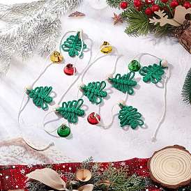 Рождественская елка с подвеской в виде железного колокольчика из хлопкового шнура и деревянных бусин