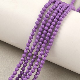 Натуральные нити из лепидолита / пурпурной слюды, граненые, круглые