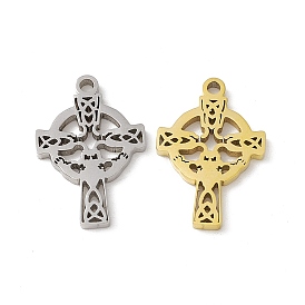 304 Stainless Steel Pendants, Cross with Knot Charm