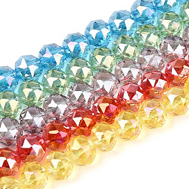 Нити из прозрачных круглых бусин с цветным покрытием ab, граненые