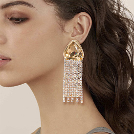 Geometric Triangle Tassel Claw Chain Earrings for Women's Evening Party and Dating, Versatile Studs Jewelry.