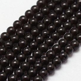 Naturelles acajou obsidienne brins de perles, ronde