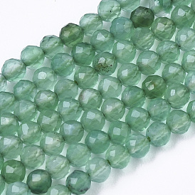 Натуральный окрашенный и подвергнутый термической обработке зеленый агат 1нити бусин, круглые, граненые