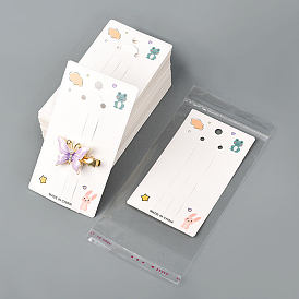 Paper Hair Clip Display Cards, Rectangle with Frog Pattern