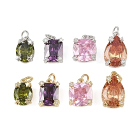 Латунь прокладывает кубические циркониевые прелести, прямоугольник/каплевидный/квадратный/овальный, стойки покрытие, без свинца и без кадмия, долговечный, настоящий 18k позолоченный/платиновый, с целью перехода в кольце