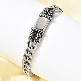 304 из нержавеющей стали кубинский ссылка цепи браслеты, браслет из прямоугольных звеньев для унисекс