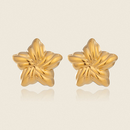 304 серьги-гвоздики в форме звезды из нержавеющей стали с полосками