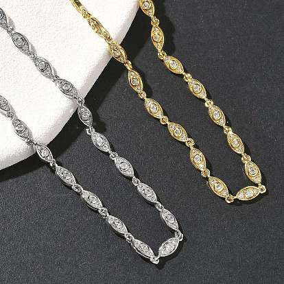 Латунные цепочки с микропаве из прозрачных кубических цирконий, стойки покрытие, долговечный, без кадмия и без свинца