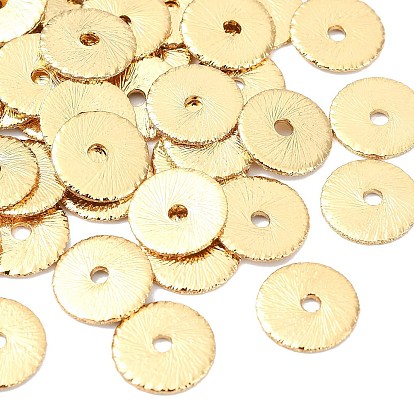 Shegrace Messing-Abstandsperlen, strukturierte flache Runde, Cadmiumfrei und Nickel frei und Bleifrei