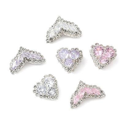 Латунные микро проложить кубического циркония подвески, без кадмия и без свинца, рыбий хвост, со стразами, серебряные