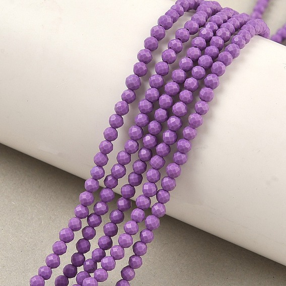 Натуральные нити из лепидолита / пурпурной слюды, граненые, круглые