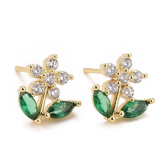 Серьги-гвоздики с кубическим цирконием в виде цветка жизни, украшения из латуни для женщин, без кадмия и без свинца