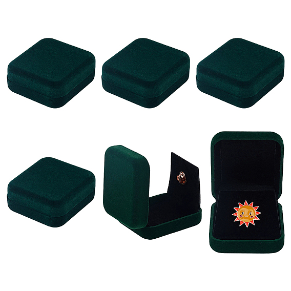 6unidades de cajas de almacenamiento de insignias de terciopelo, estuches de regalo para insignias, Rectángulo
