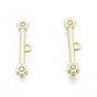 Eco-Friendly Rack Plating Alloy Rhinestone Toggle Clasps, T Bar with Flower, Cadmium Free & Nickel Free & Lead Free