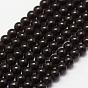 Naturelles acajou obsidienne brins de perles, ronde