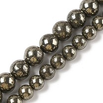 Natural Pyrite Beads Strands, Round