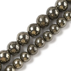 Natural Pyrite Beads Strands, Round