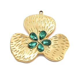 304 из нержавеющей стали горный хрусталь подвески, клевер очарование, вакуумное покрытие pvd