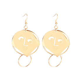 Alloy Dangle Earrings for Women, Ring & Human Face